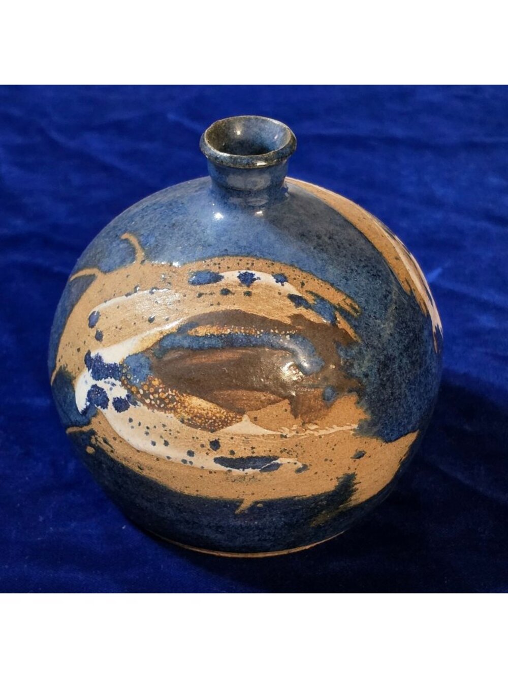 Vintage Bud Wilson Studio Pottery Weed Pot Vase Mid Century Blue Stoneware 5"
